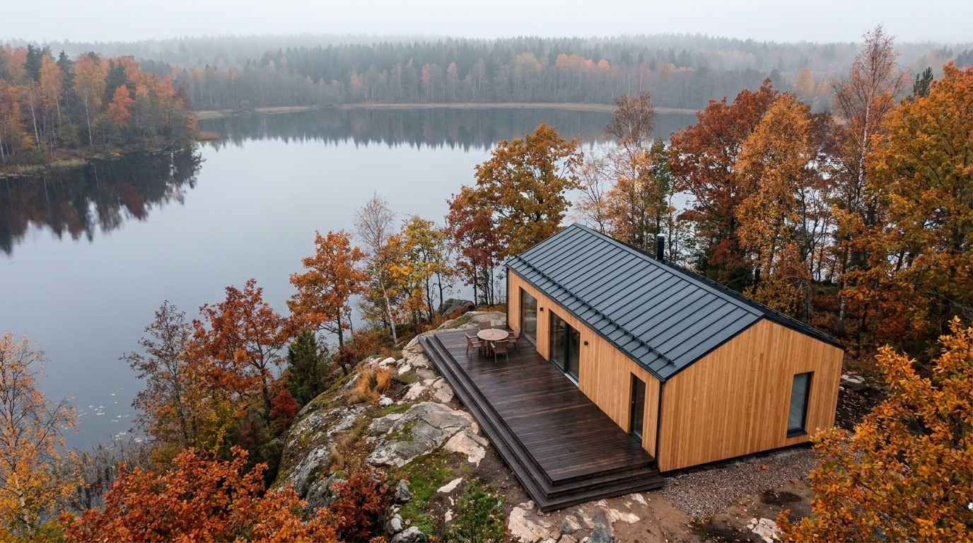 Ten 35-metrowy projekt udowadnia, że dom letniskowy nie musi oznaczać kompromisów. Wyposażyliśmy go w pompę ciepła, ogrzewanie podłogowe i inteligentny system zarządzania, dzięki czemu właściciele mogą przygotować dom na swój przyjazd z poziomu smartfona, nawet w środku mroźnej zimy.